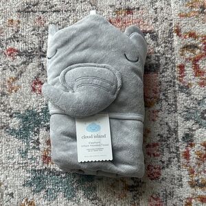 cloud island Gray Elephant Hooded Baby Towel